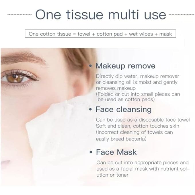 Alissa (10 PACKS) DISPOSABLE FACE TOWEL 5 SHEETS/PACK 100% COTTON ULTRA SOFT EXTRA THICK FACIAL TISSUE DRY AND WET USE WIPES PERFECT POCKET TISSUES FOR TRAVEL & HOME SKIN CARE MAKEUP SURFACE CLEANING - Image 3